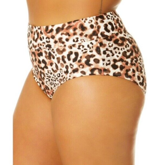 TIME and TRU 2X 20W-22W Watercolor Cheetah Leopard High Waist Bikini BOTTOMS NWT - Picture 3 of 6